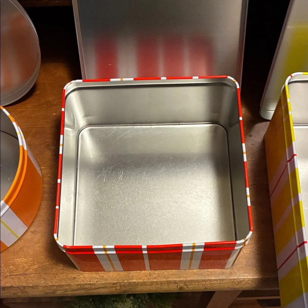IKEA Colorful Striped Storage Tins - Orange, Red, Yellow